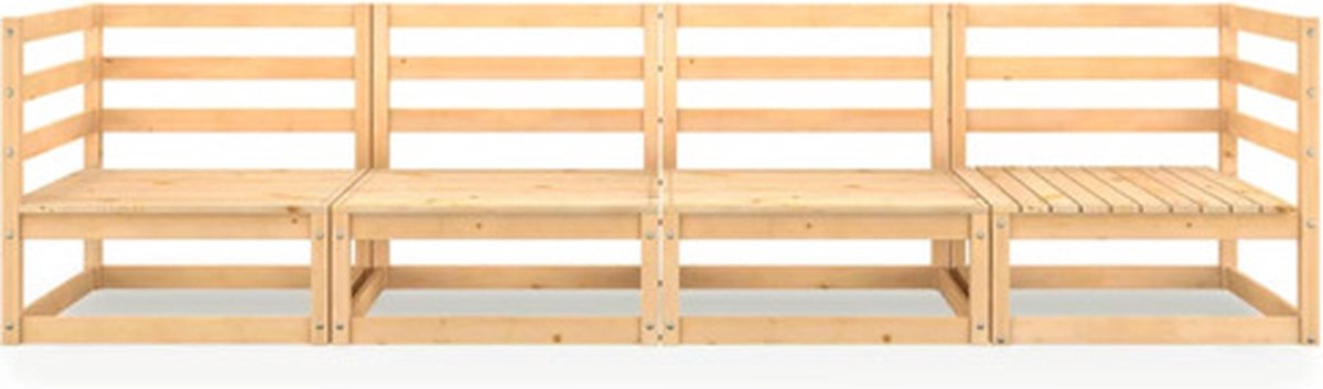 Vidaxl Tuinbank 4-zits Massief Grenenhout - Bruin