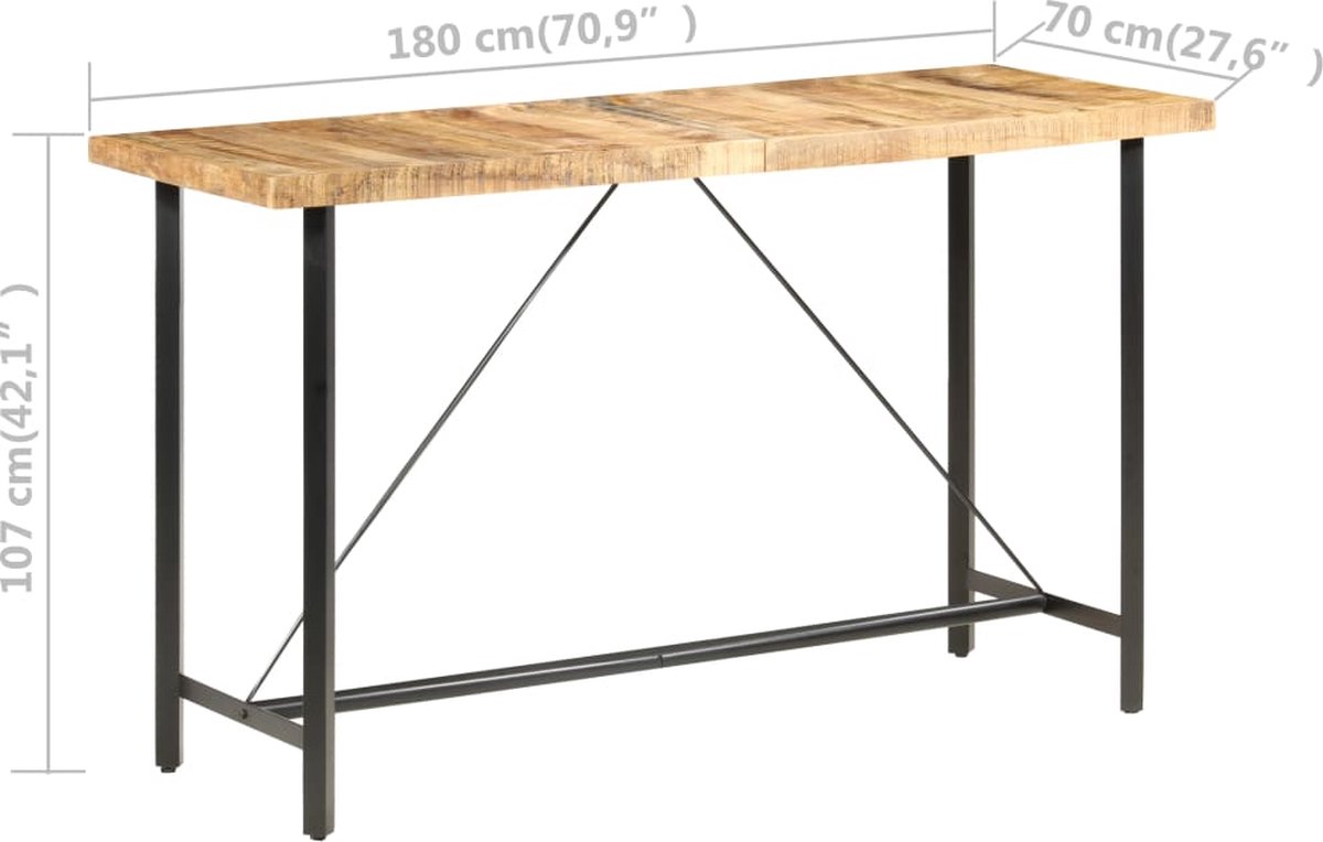 Vidaxl Bartafel 180x70x107 Cm Ruw Mangohout - Bruin