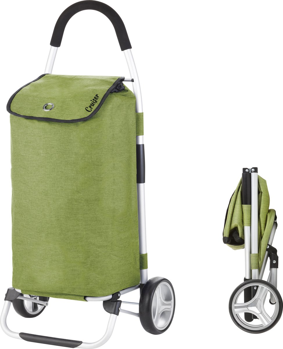 Shoppingcruiser 'Foldable' Boodschappentrolley Opvouwbare Boodschappenwagen Met Koelvak 45 Liter - Groen