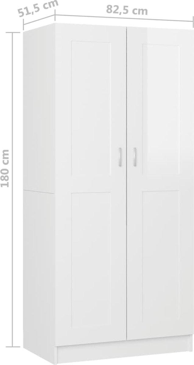 Vidaxl Kledingkast 82,5x51,5x180 Cm Spaanplaat Hoogglans Wit
