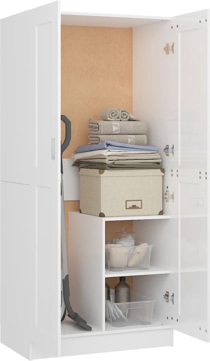 Vidaxl Kledingkast 82,5x51,5x180 Cm Spaanplaat Hoogglans Wit