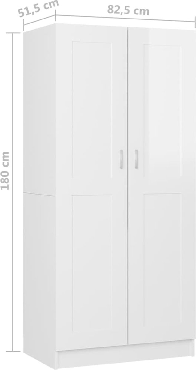 Vidaxl Kledingkast 82,5x51,5x180 Cm Spaanplaat Hoogglans Wit