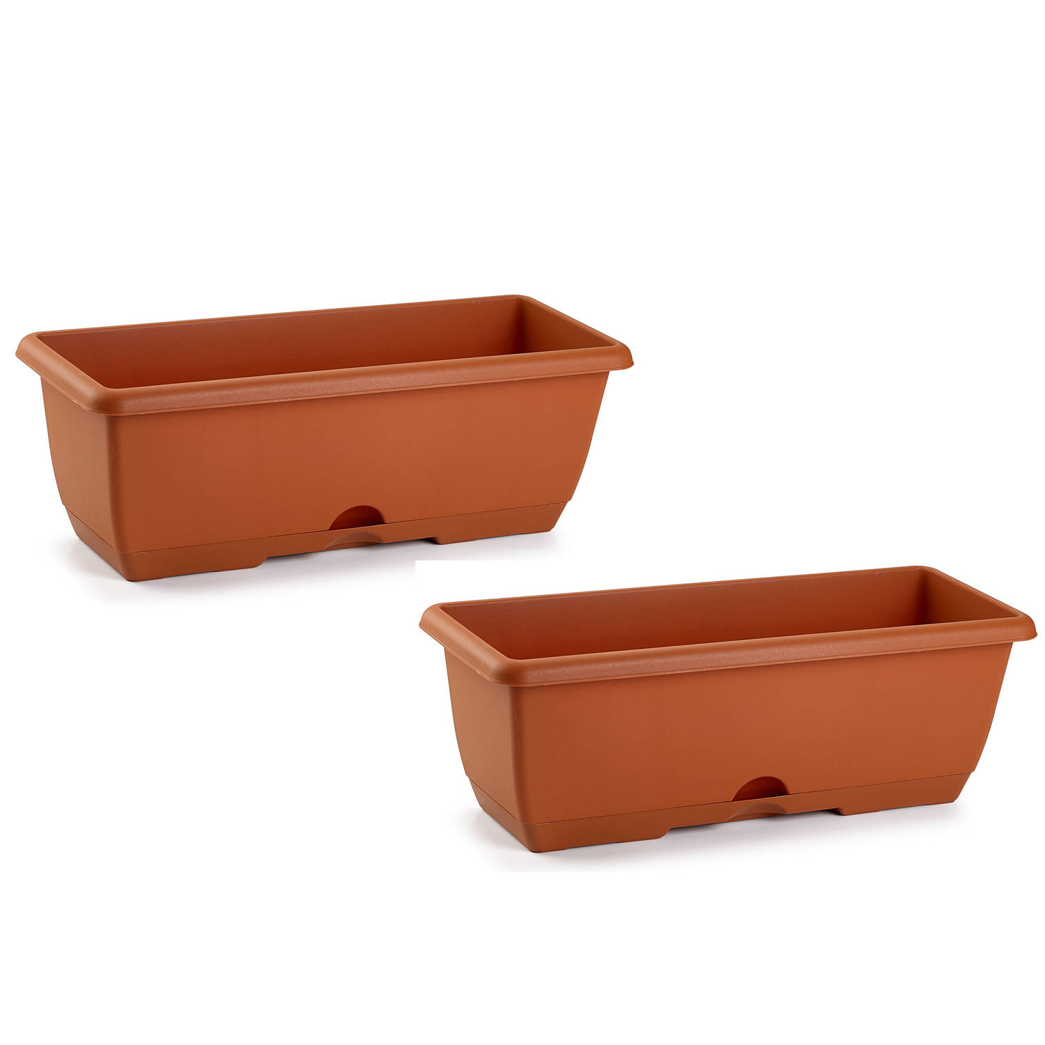 Forte Plastics 2x Stuks Plantenbakken Terra Cotta Rechthoekig 40 X 20 X 17 Cm - Plantenbakken - Rood