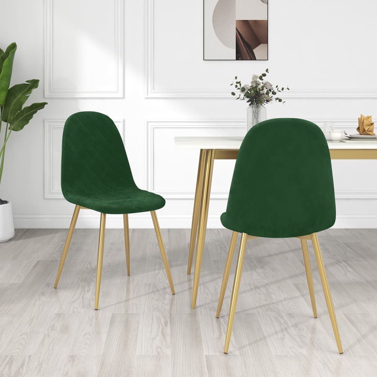 Vidaxl Eetkamerstoelen 2 St Fluweel Donker - Groen