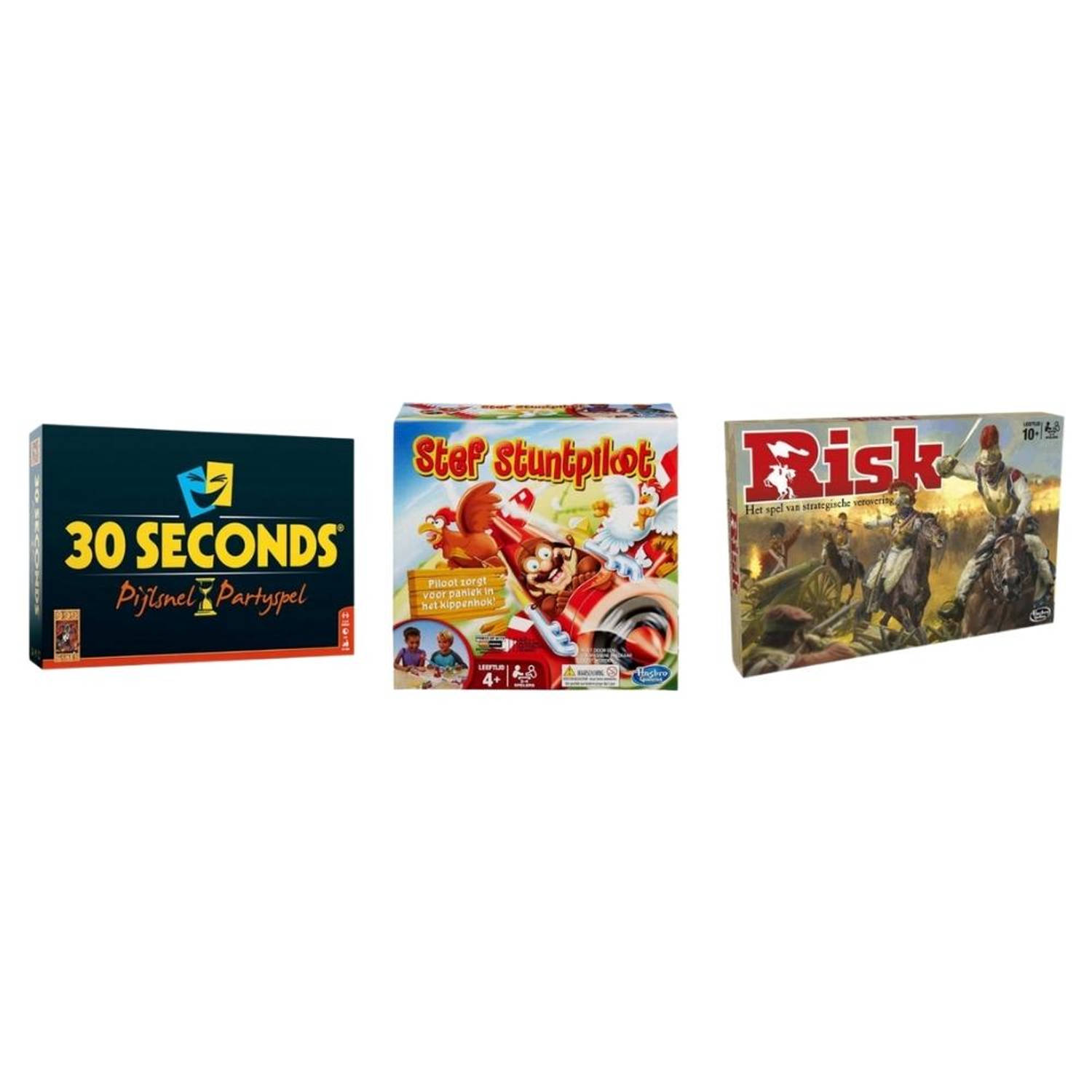 Hasbro Spellenbundel - 3 Stuks - 30 Seconds & Risk & Stef Stuntpiloot
