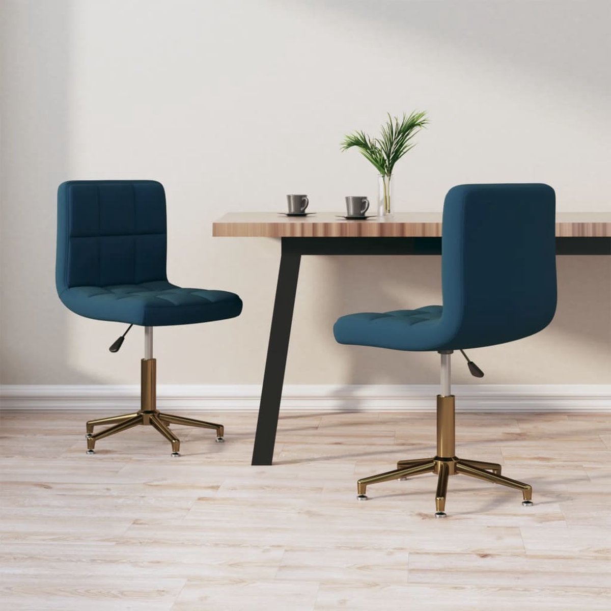 Vidaxl Eetkamerstoelen Draaibaar 2 St Fluweel - Blauw