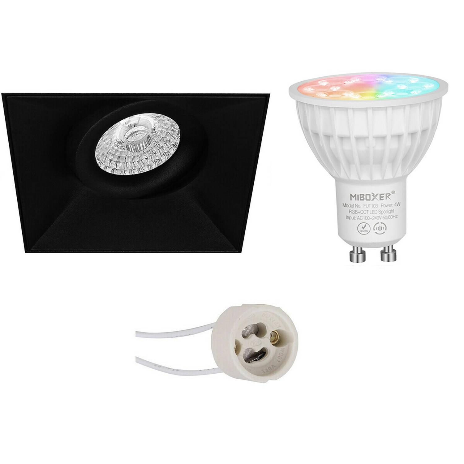 Mi-light Miboxer - Led Spot Set Gu10 - Smart Led - Wifi Led - Slimme Led - 4w - Rgb+cct - Aanpasbare Kleur - Dimbaar - - Zwart