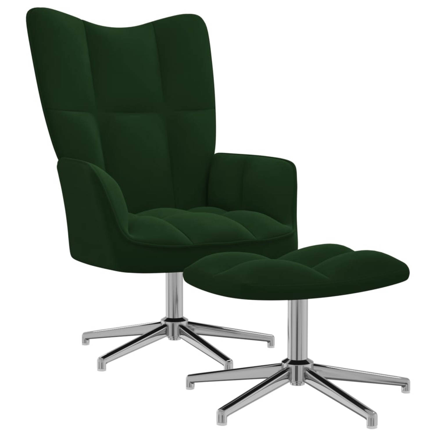 Vidaxl Relaxstoel Met Voetenbank Fluweel Donker - Groen