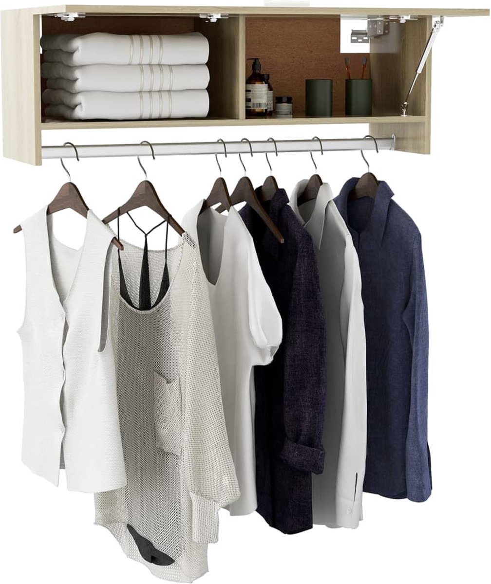 Vidaxl Kledingkast 100x32,5x35 Cm Spaanplaat Sonoma Eikenkleurig - Bruin