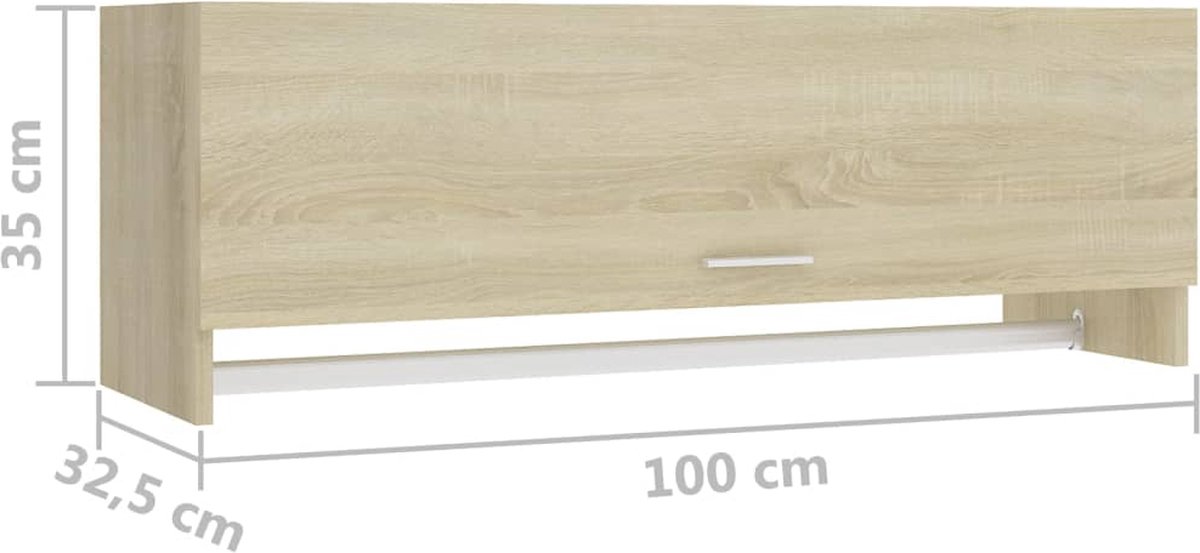 Vidaxl Kledingkast 100x32,5x35 Cm Spaanplaat Sonoma Eikenkleurig - Bruin