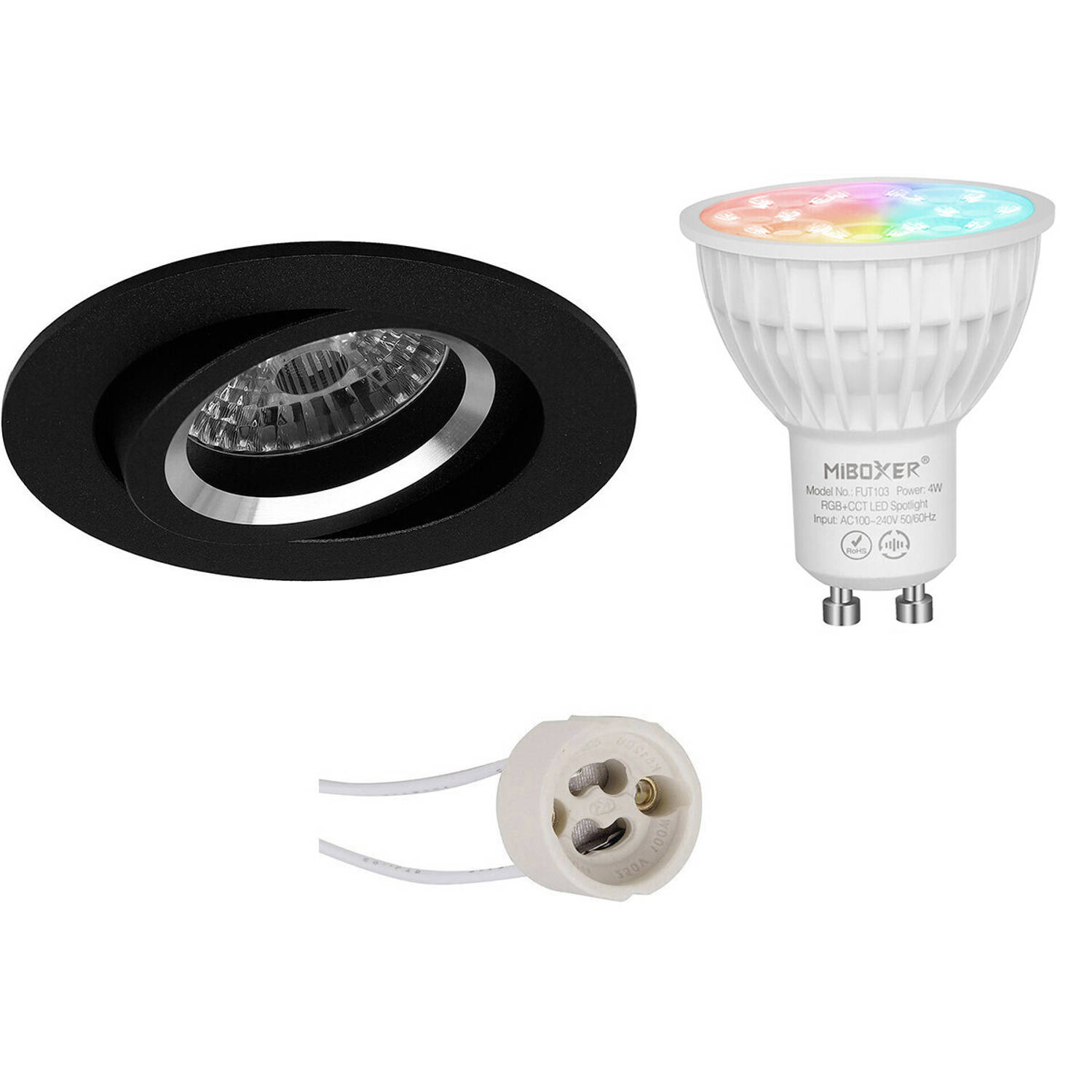 Mi-light Miboxer - Led Spot Set Gu10 - Smart Led - Wifi Led - Slimme Led - 4w - Rgb+cct - Aanpasbare Kleur - Dimbaar - - Zwart