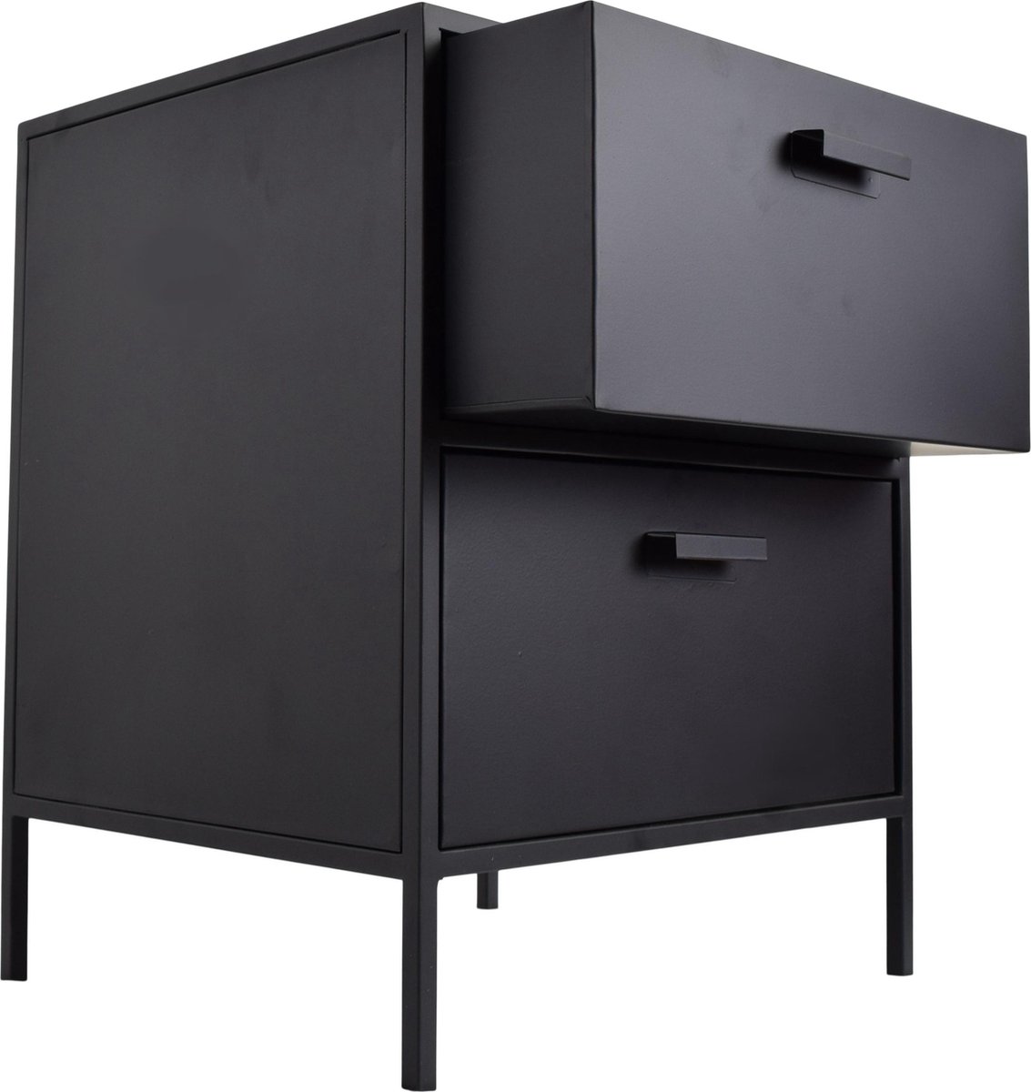 Loft42 Vida Industrieel Nachtkastje Met 2 Lades - Metaal 50x40x35 - Zwart
