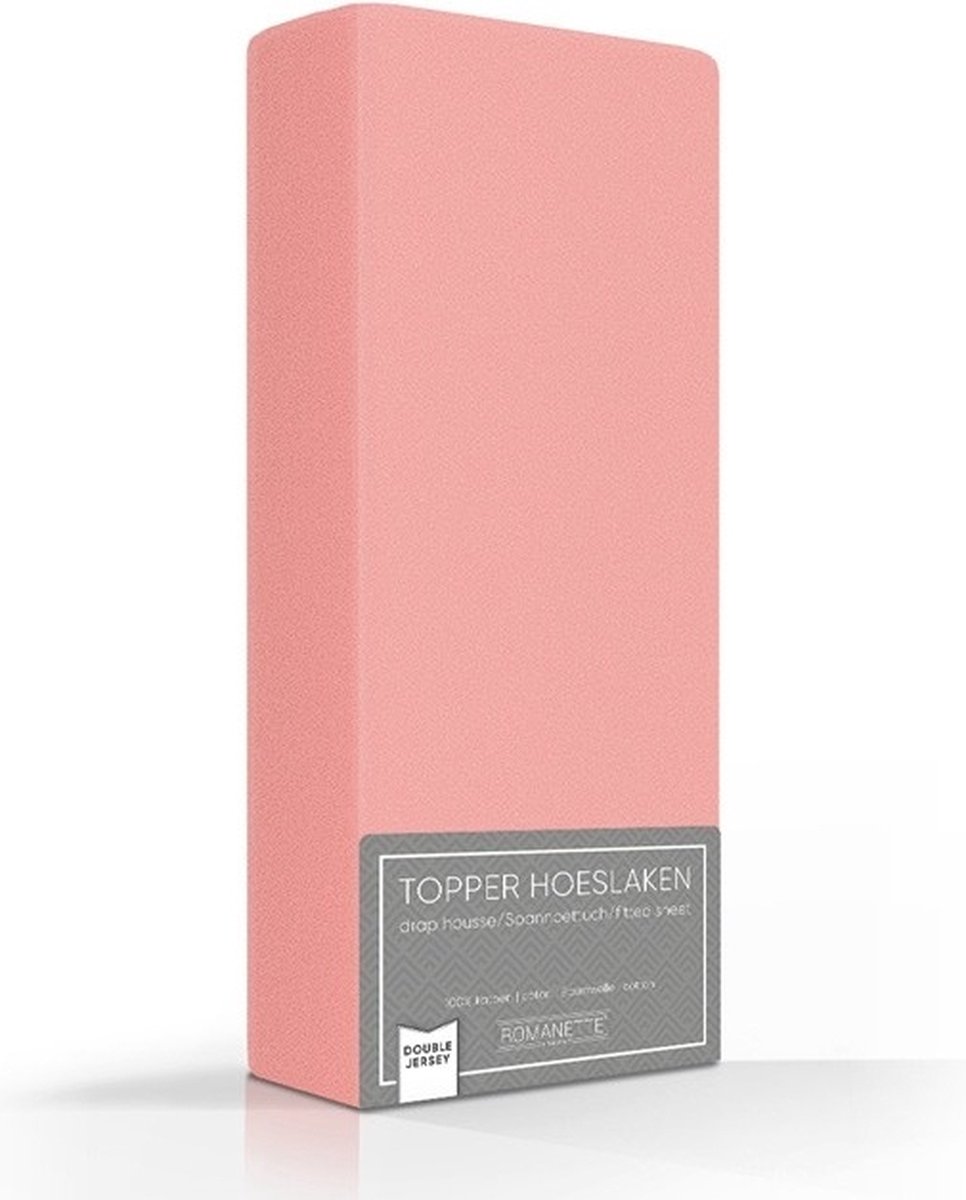 Romanette Hoeslaken Topper Double Jersey Blossum-140/150 X 200/210/220 Cm - Roze