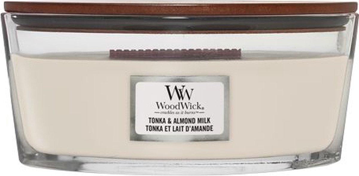 Woodwick Kaars Ellipse Tonka & Almond Milk - 9 Cm / 19 Cm