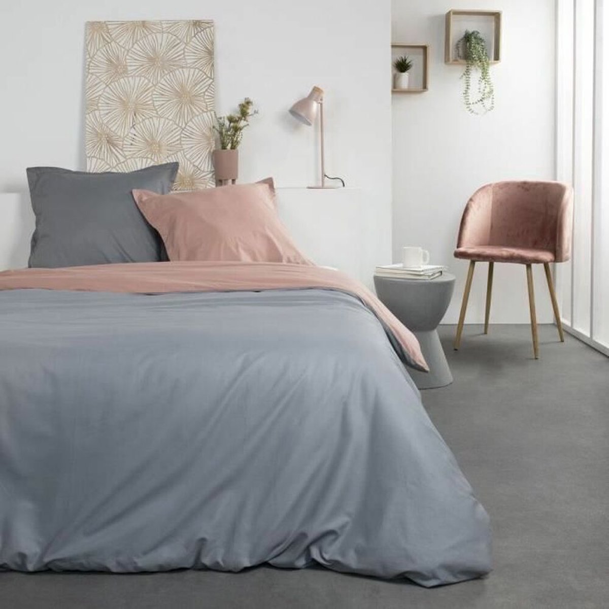 Today Louise Beddenset - Katoen - 2 Persoons - 200 X 200 Cm - Two-tone Grijs En Roze