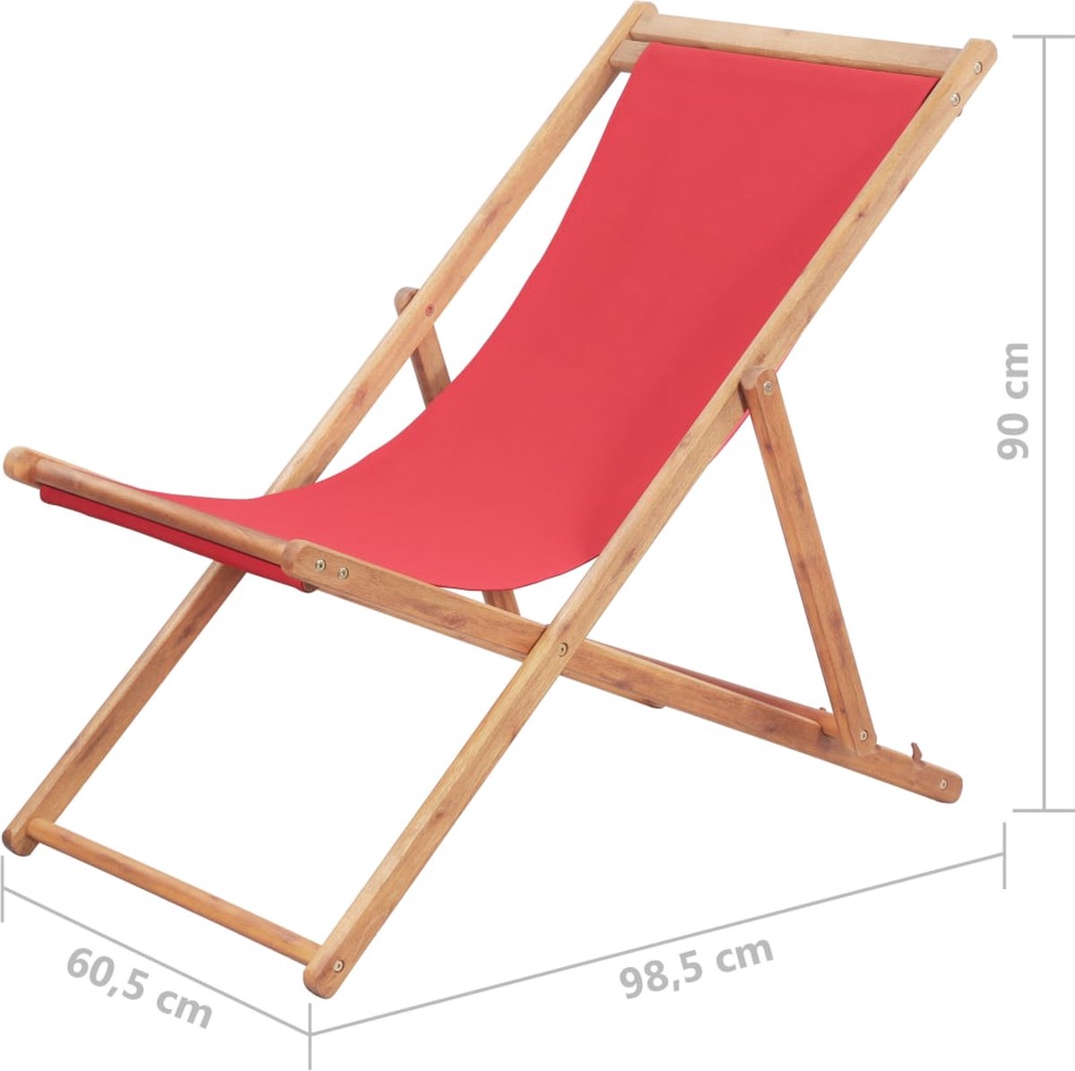 Vidaxl Strandstoel Inklapbaar Stof En Houten Frame - Rood