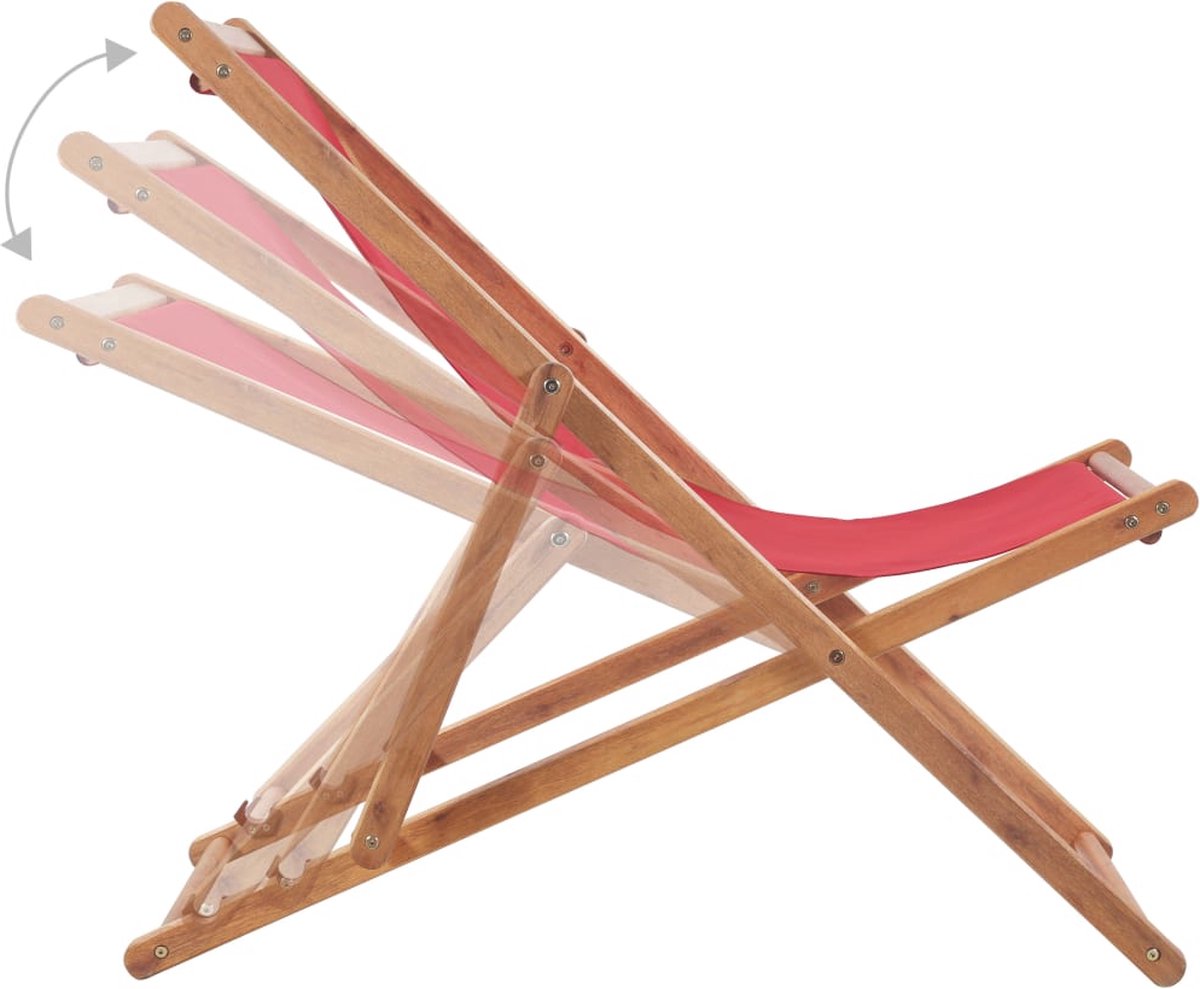 Vidaxl Strandstoel Inklapbaar Stof En Houten Frame - Rood