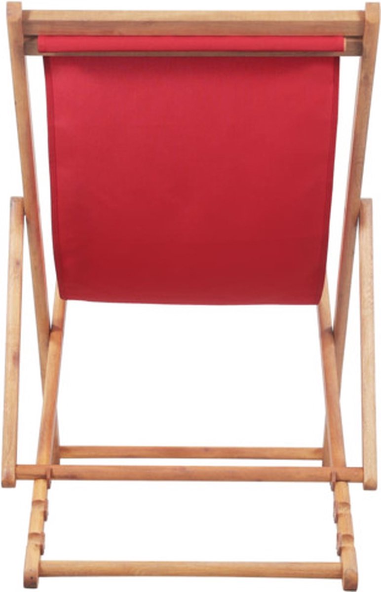 Vidaxl Strandstoel Inklapbaar Stof En Houten Frame - Rood