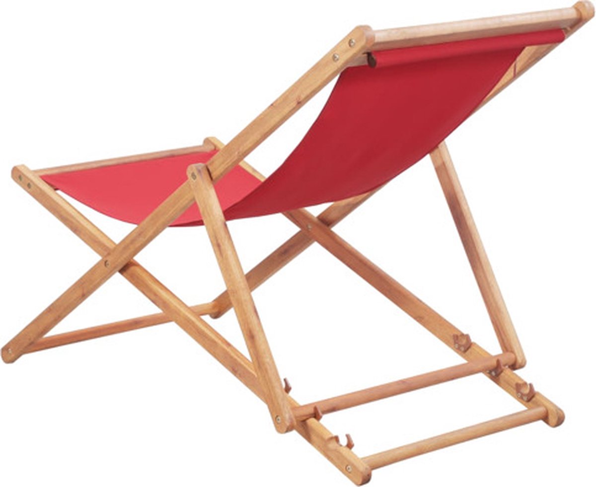 Vidaxl Strandstoel Inklapbaar Stof En Houten Frame - Rood