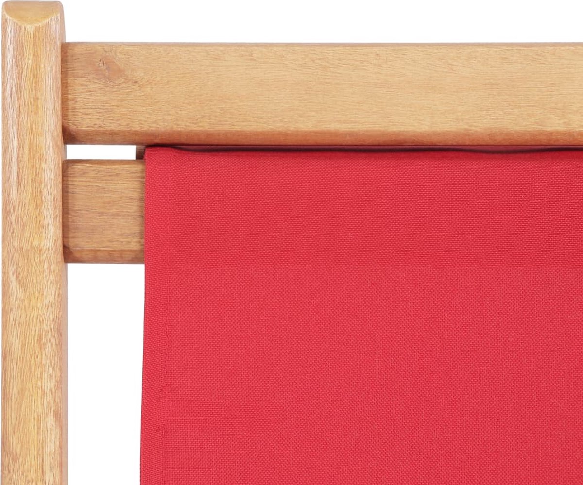 Vidaxl Strandstoel Inklapbaar Stof En Houten Frame - Rood
