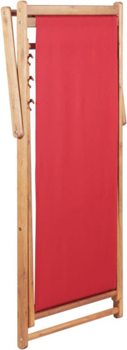 Vidaxl Strandstoel Inklapbaar Stof En Houten Frame - Rood