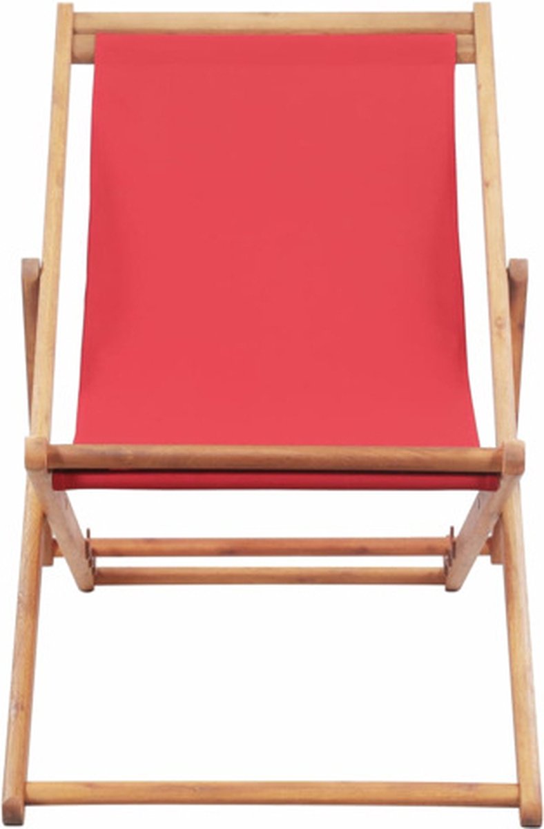 Vidaxl Strandstoel Inklapbaar Stof En Houten Frame - Rood