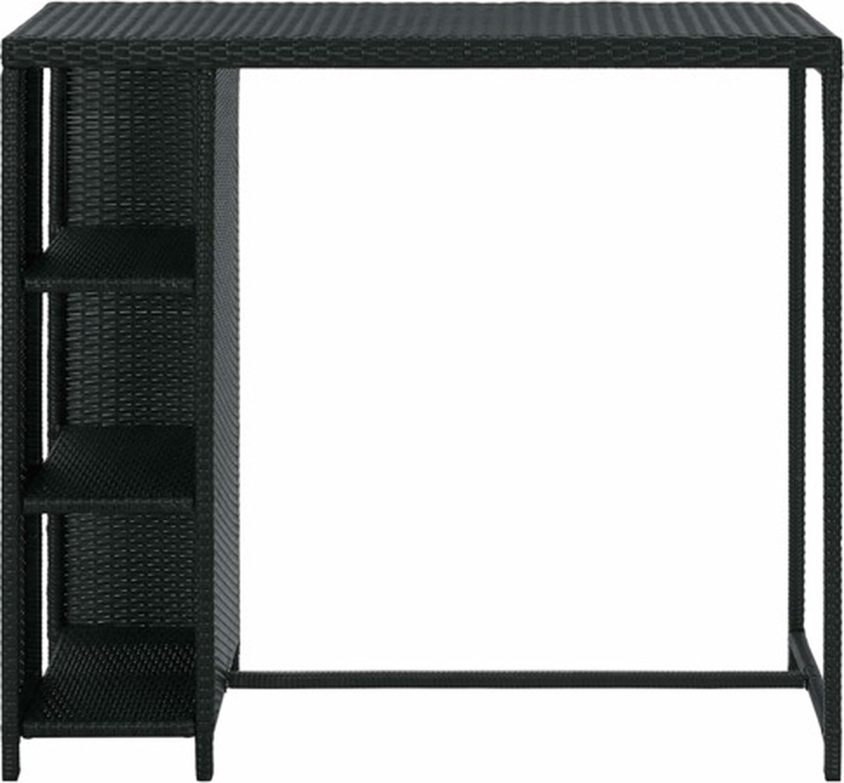 Vidaxl Bartafel Met Opbergrek 120x60x110 Cm Poly Rattan - Zwart