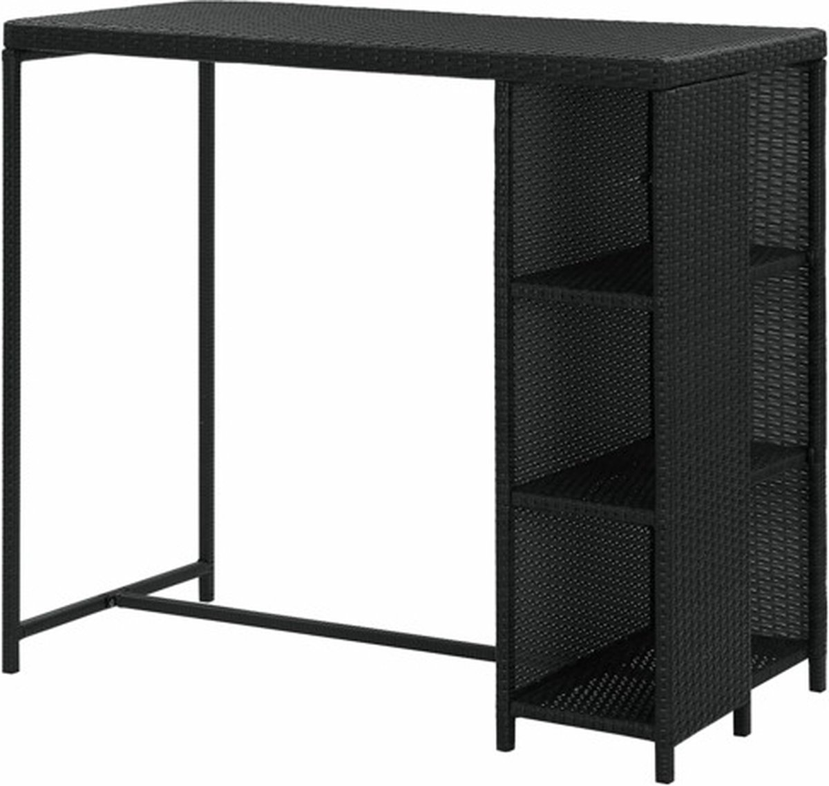 Vidaxl Bartafel Met Opbergrek 120x60x110 Cm Poly Rattan - Zwart