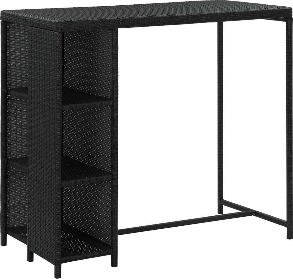 Vidaxl Bartafel Met Opbergrek 120x60x110 Cm Poly Rattan - Zwart
