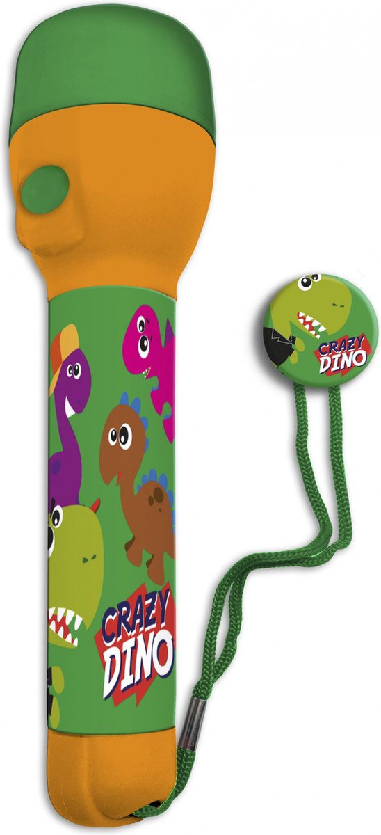 Crazy Dino Zaklamp Junior 17 Cm Oranje/ - Groen