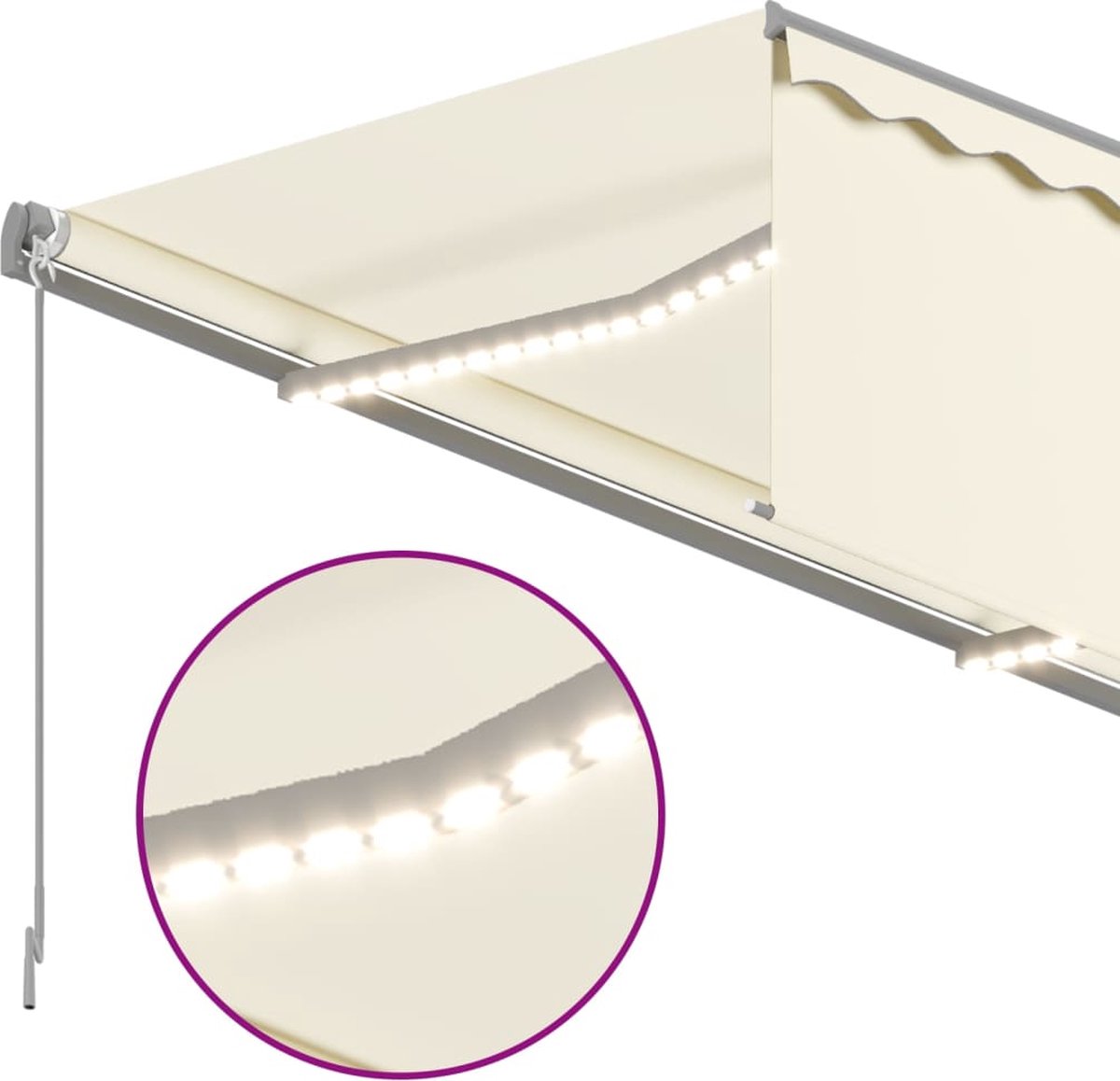 Vidaxl Luifel Handmatig Uittrekbaar Met Rolgordijn Led 3x2,5 M Crème