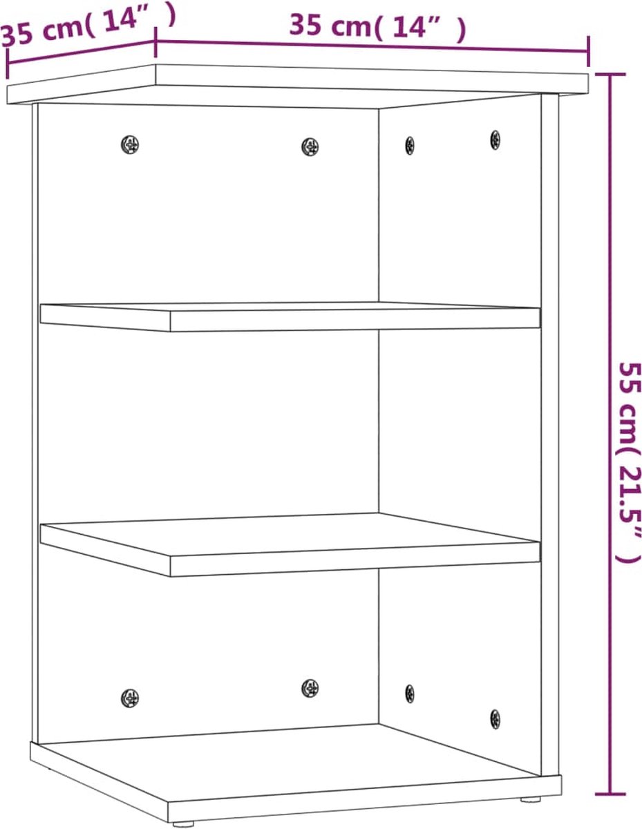 Vidaxl Bijzetkast 35x35x55 Cm Spaanplaat Hoogglans Wit