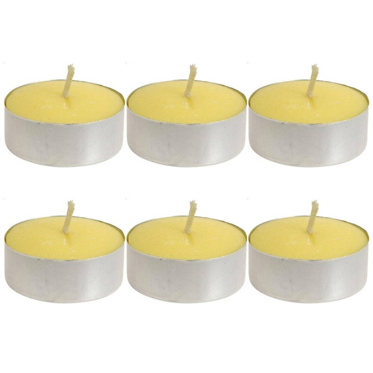 Decoris 6x Stuks Anti-muggen Waxinelichtjes/theelichtjes Met Citronella Geur - Geurkaarsen - Geel