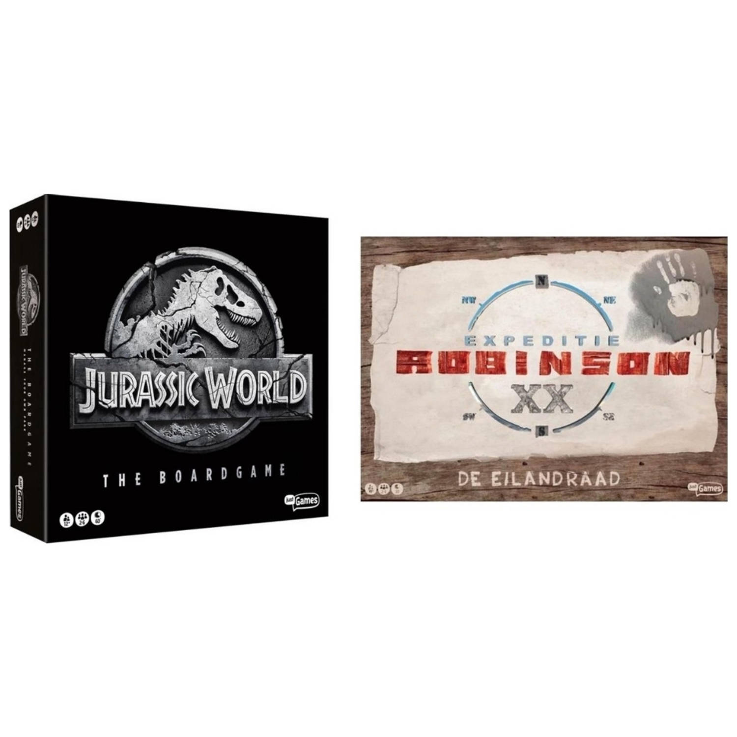 Spellenbundel - 2 Stuks - Jurassic World The Boardgame & Expeditie Robinson De Eilandraad