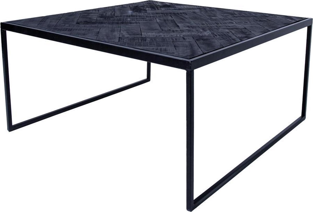 Dimehouse Industriële Salontafel Dulce - 80x80 Cm - Visgraat - Zwart