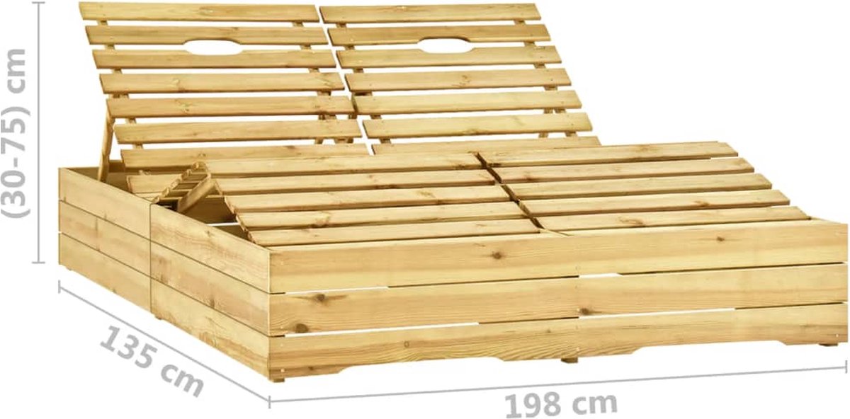 Vidaxl Ligbed Tweepersoons Met Heldere Kussens Geïmpregneerd Hout - Groen