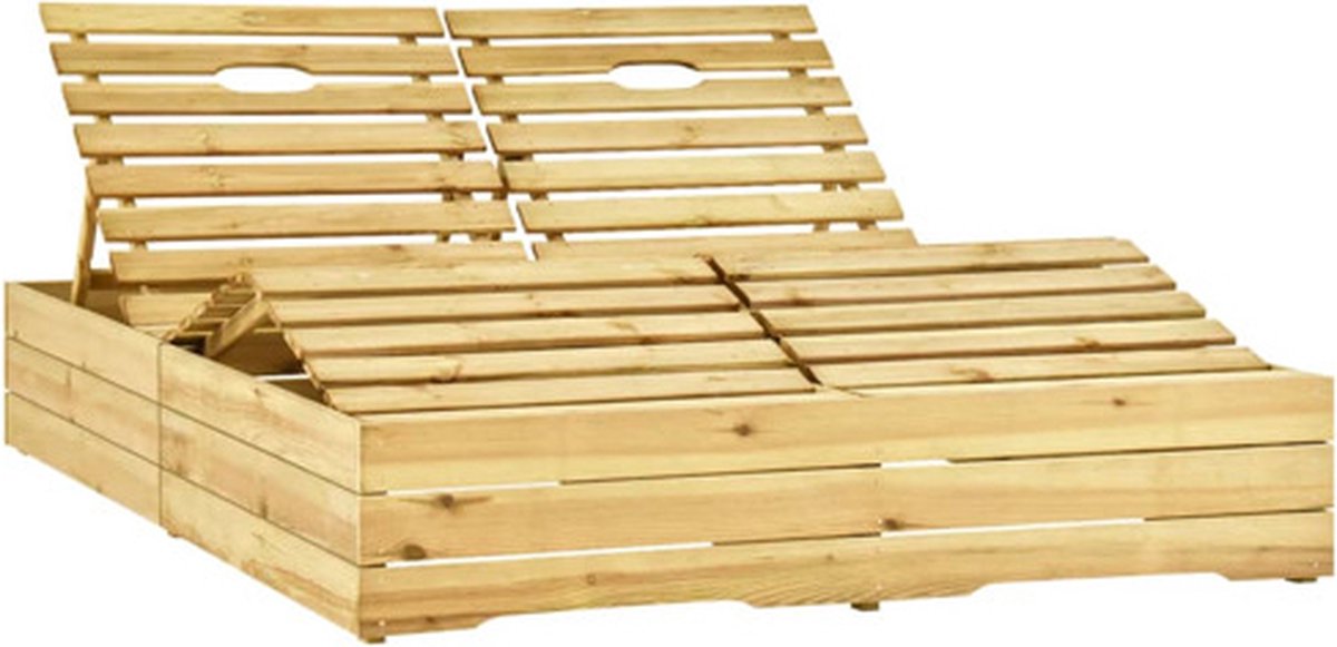 Vidaxl Ligbed Tweepersoons Met Heldere Kussens Geïmpregneerd Hout - Groen