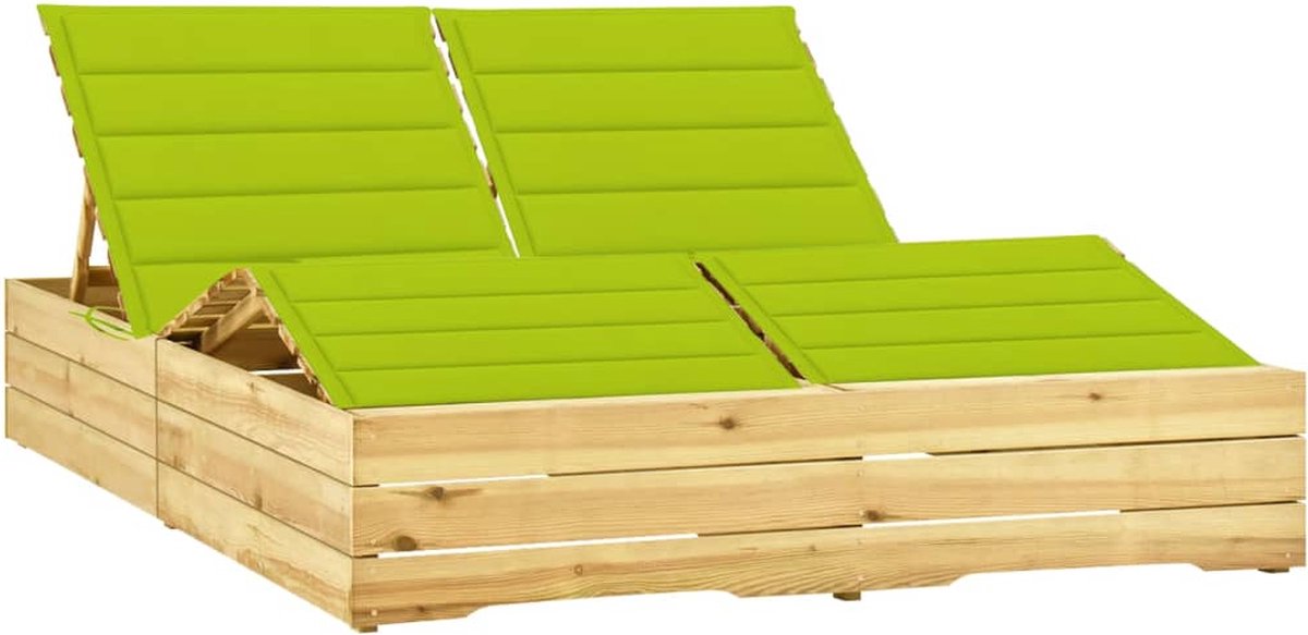 Vidaxl Ligbed Tweepersoons Met Heldere Kussens Geïmpregneerd Hout - Groen