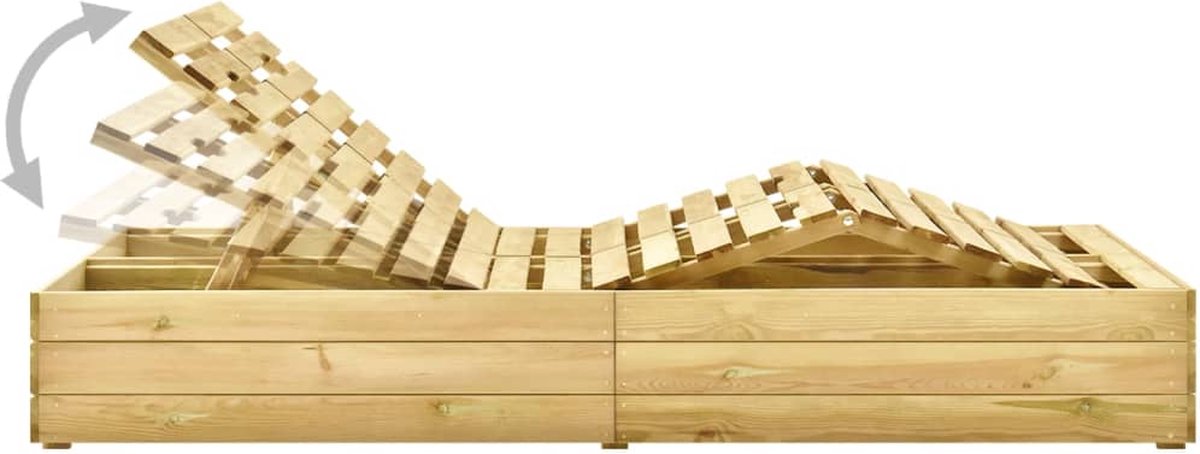 Vidaxl Ligbed Tweepersoons Met Heldere Kussens Geïmpregneerd Hout - Groen