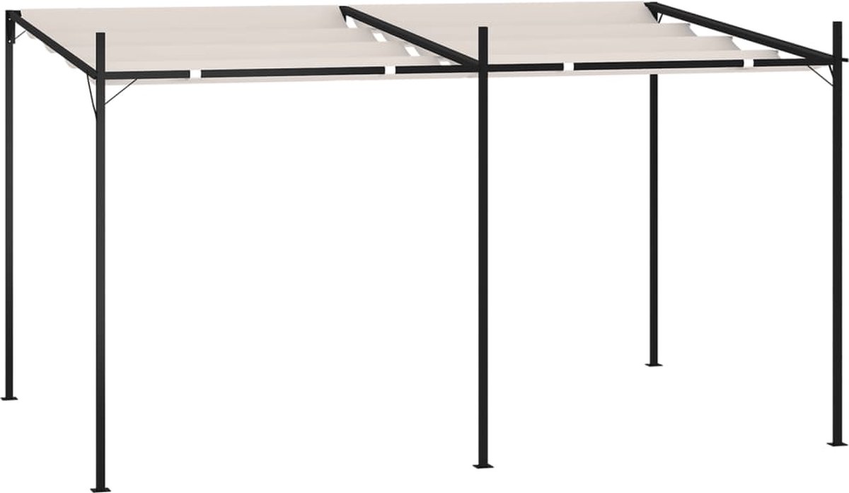 Vidaxl Prieel Met Uittrekbaar Dak 400x300x233 Cm Crèmekleurig