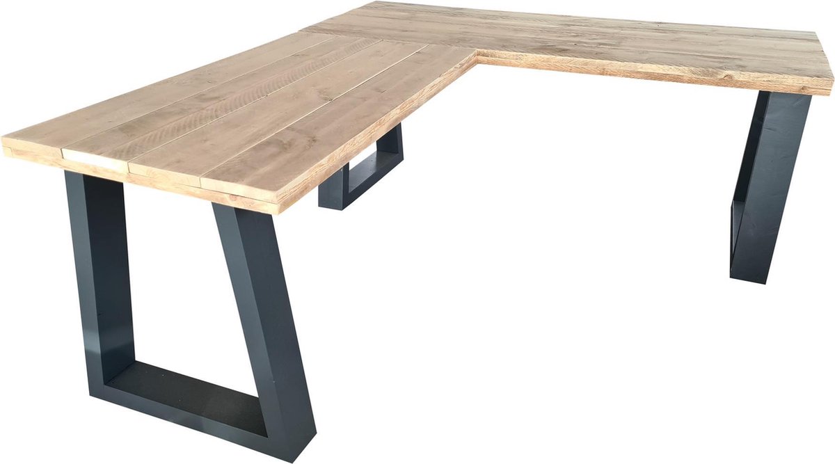 Wood4you Hoekbureau Vancouver Steigerhout 190/140lx74dx75h Antraciet