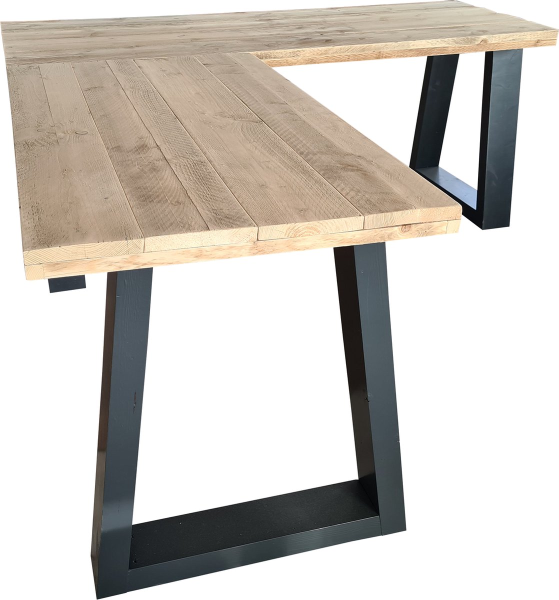 Wood4you Hoekbureau Vancouver Steigerhout 190/140lx74dx75h Antraciet