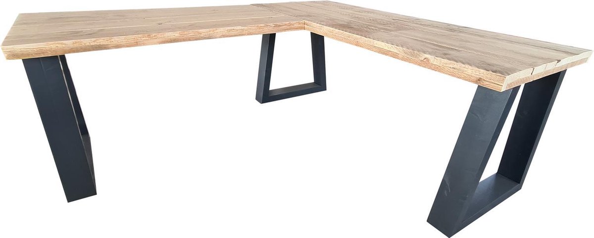 Wood4you Hoekbureau Vancouver Steigerhout 190/140lx74dx75h Antraciet