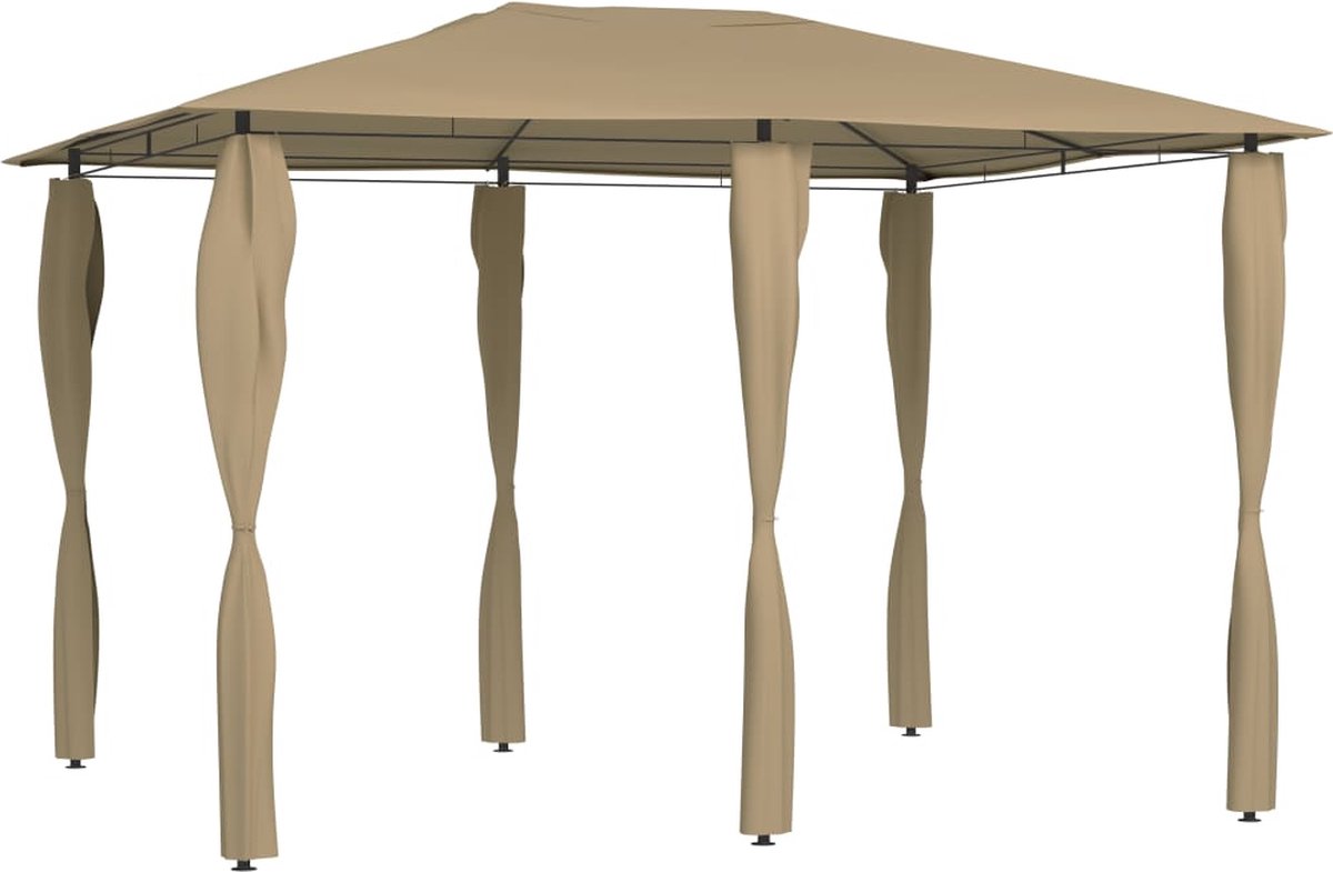 Vidaxl Prieel Met Paalhoezen 160 G/m² 3x4x2,6 M Taupe