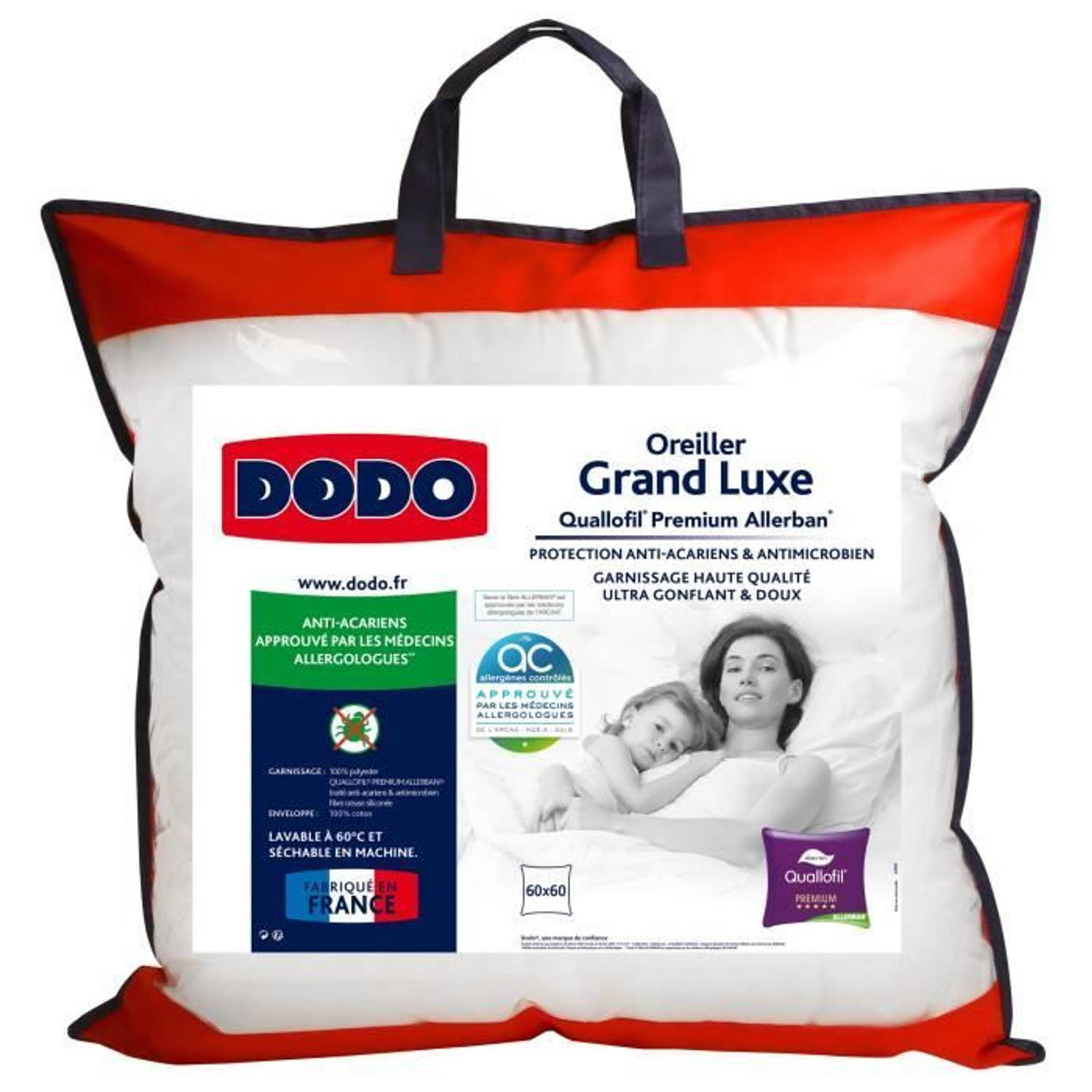 Dodo Kussen Large Luxe Quallofil Allerban 60x60 Cm - Blanco