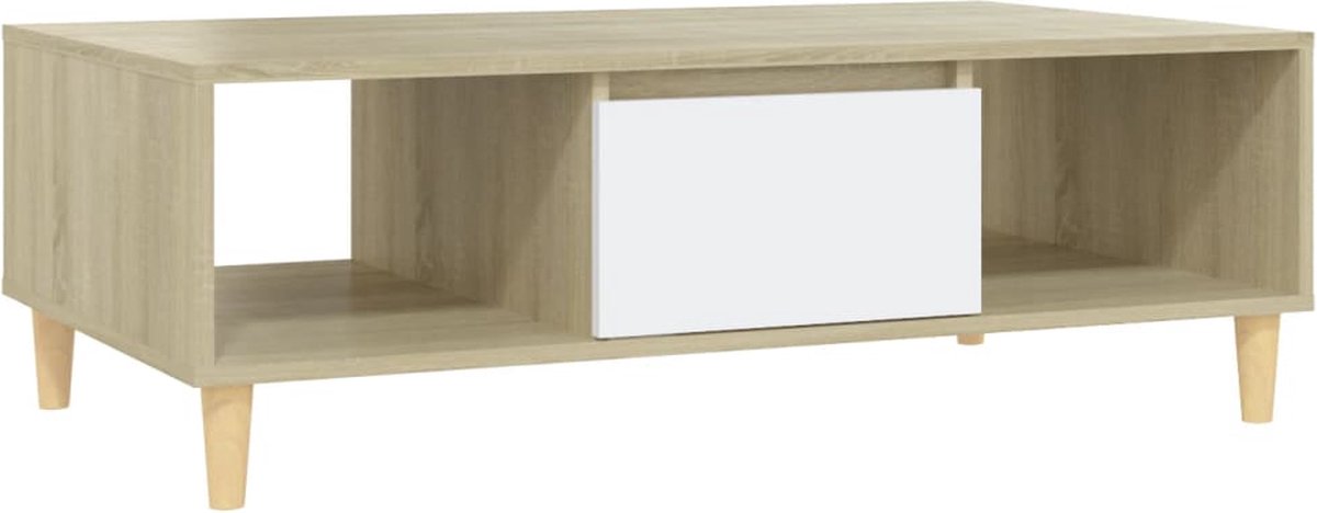 Vidaxl Salontafel 103,5x60x35 Cm Spaanplaat Wit En Sonoma Eikenkleurig