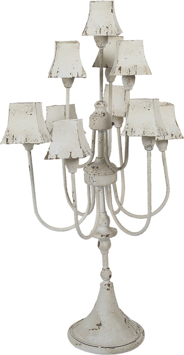 Clayre & Eef Vloerlamp Ø 40*89 Cm Wit Ijzer Staande Lamp Staanlamp Wit Staande Lamp Staanlamp