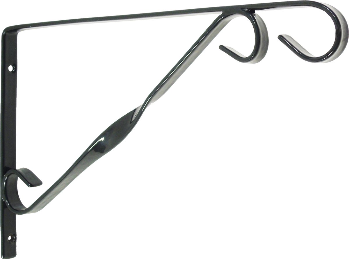 Hanging Basket 35 Cm Met Klassieke Muurhaak Zwart En Kokos Inlegvel - Metaal - Complete Hangmand Set - Plantenbakken