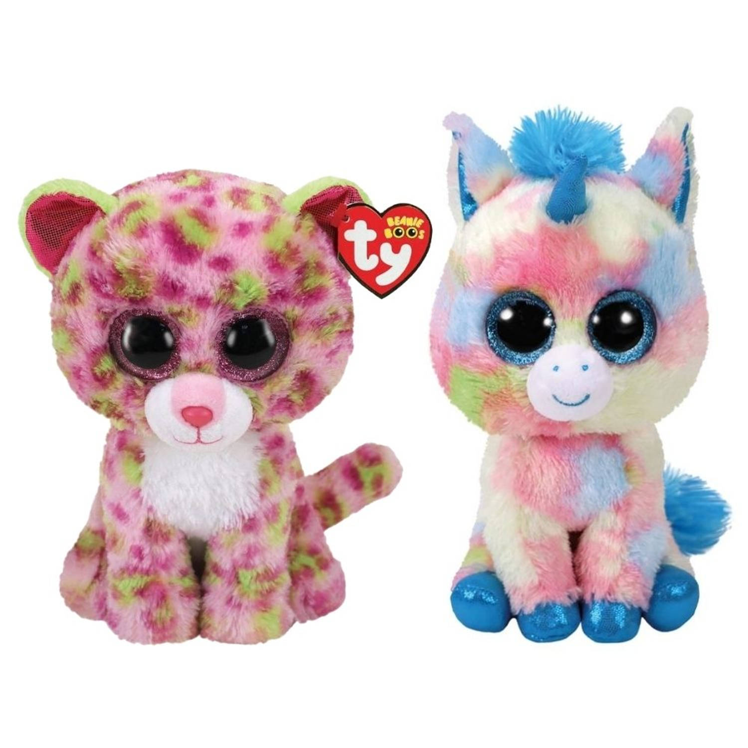 ty - Knuffel - Beanie Buddy - Lainey Leopard & Blitz Unicorn