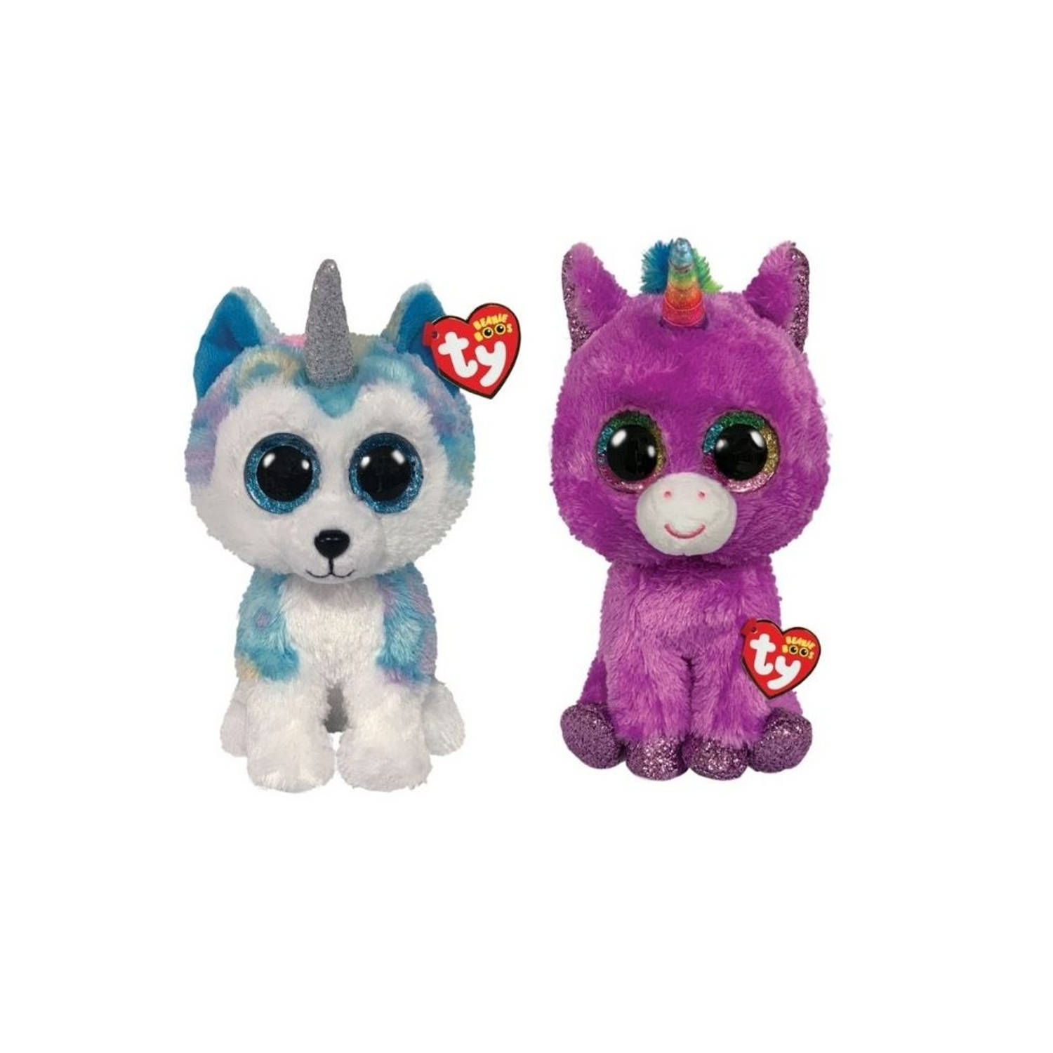 ty - Knuffel - Beanie Buddy - Helena Husky & Rosette Unicorn